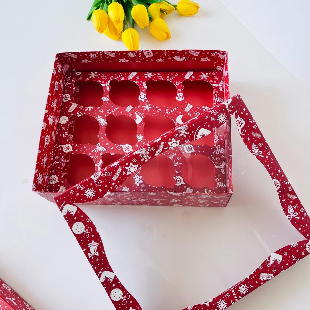 25x30x9 Cupcake Kutusu Pencereli 12'li — galeri görseli